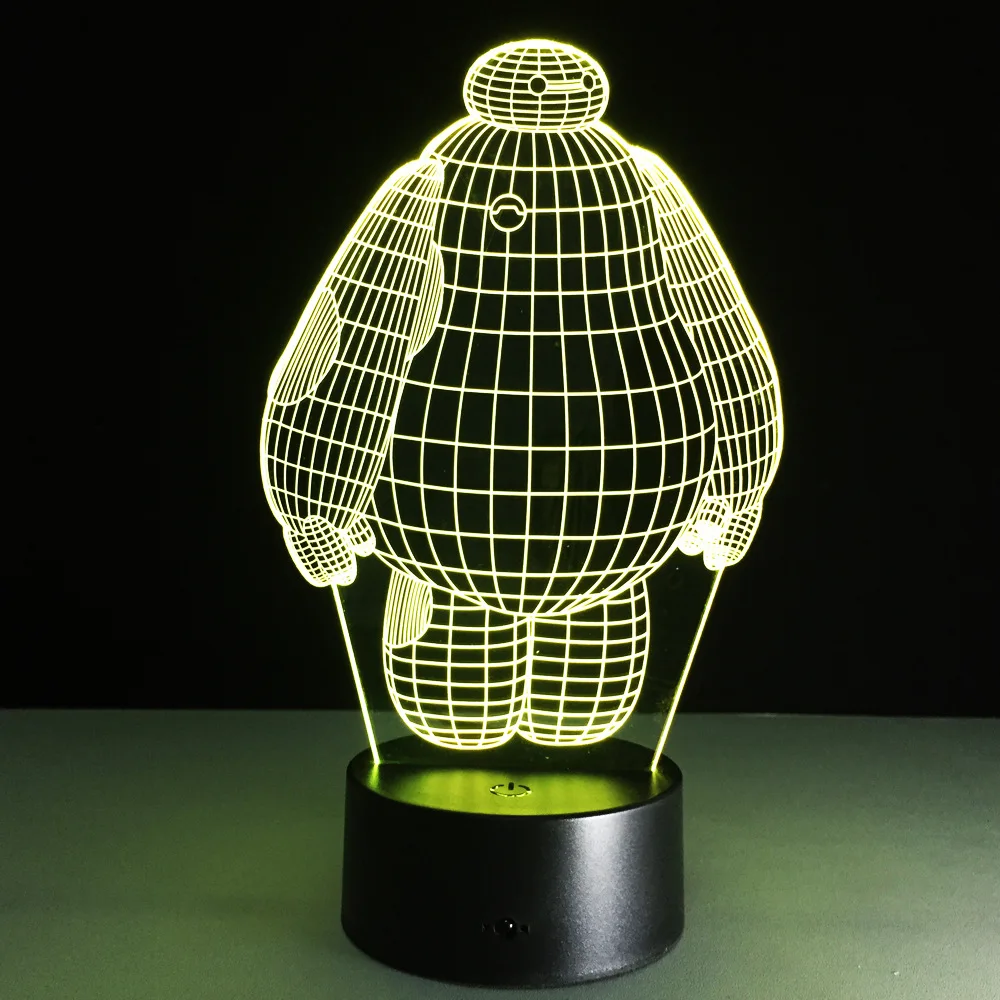 

Colorful white 3D light LED acrylic light touch visual three-dimensional lights 7 color night light USB battery