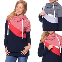 Модные средства ухода за кожей для будущих мам одежда комбинированное платье свитер для грудного кормления беременных Футболки для беременных кормящих одежда свитер Для женщин