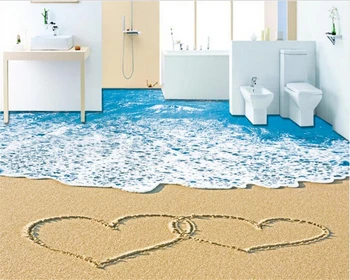 

beibehang Fashion personality decorative painting papel de parede 3d wallpaper 3D HD bathroom beach personalized seaside floor