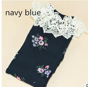 Г. брендовые милые Гольфы ярких цветов на весну-осень для маленьких девочек, кружевные чулки с цветочным узором гетры, Лидер продаж - Цвет: navy blue