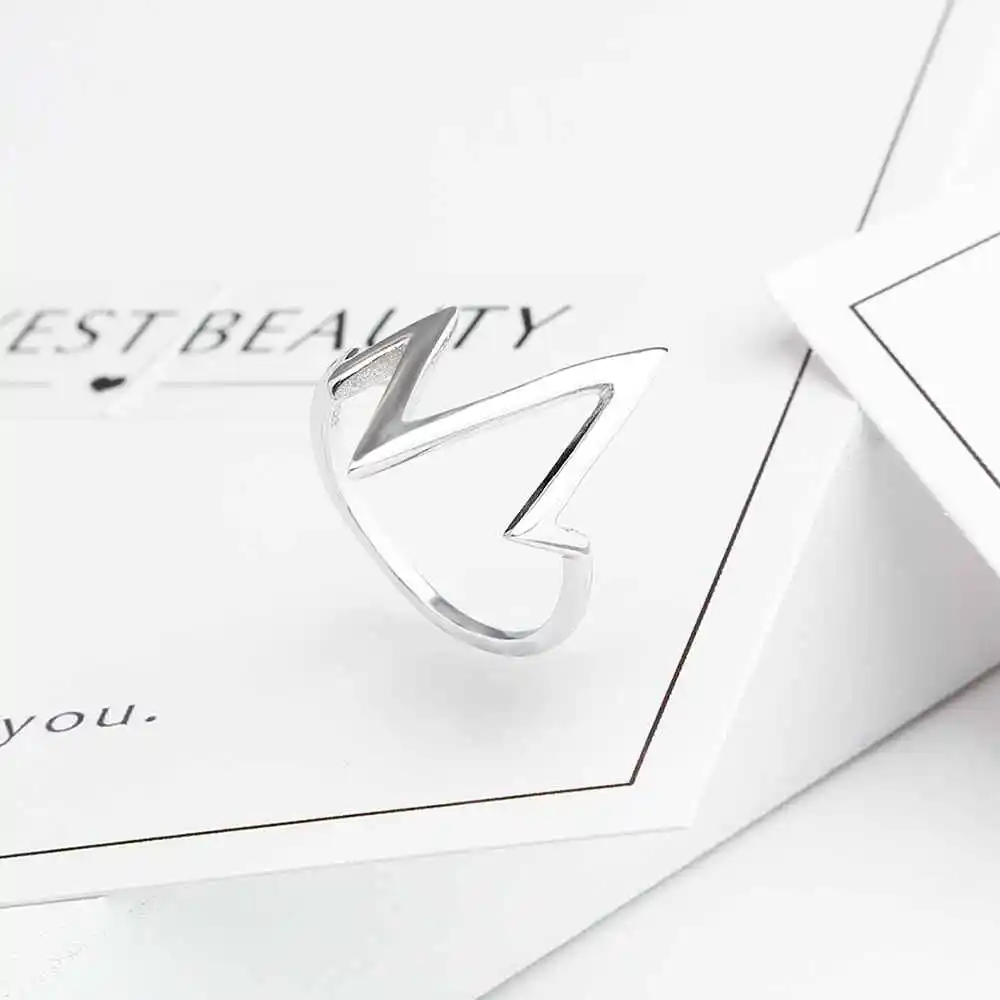 New 925 Sterling Sliver Rings for Women Unique Design Lightning Heartbeat Shape Romantic Style Gift to Girls JewelOra RI102766