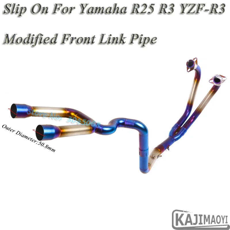 R3 полный цикл Системы выхлопа скольжения на Yamaha R25 YZF-R3 изменение переднее соединение Соединительная труба из углеродного волокна глушитель выхлопных газов - Цвет: Blue Pipe