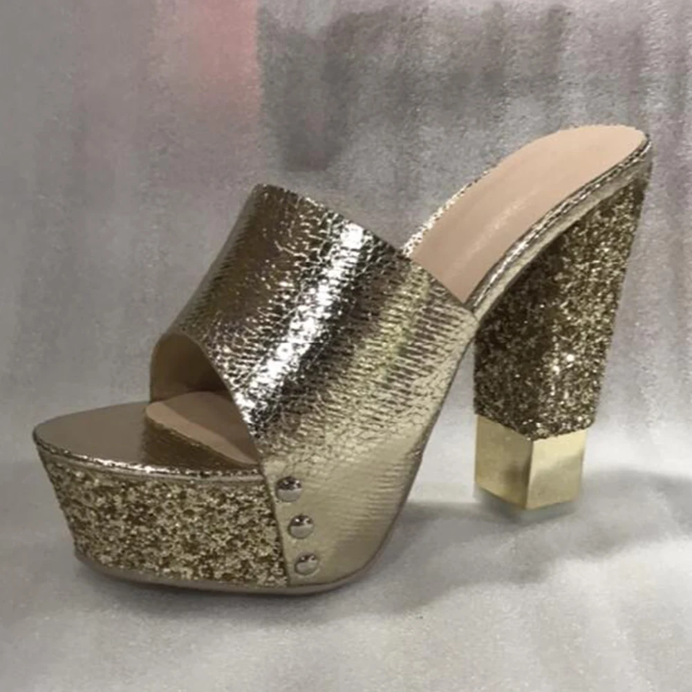 KARINLUNA/большие размеры 32-43; туфли-лодочки на очень высоком каблуке пикантные женские туфли для вечеринок на платформе наивысшего качества - Цвет: Золотой