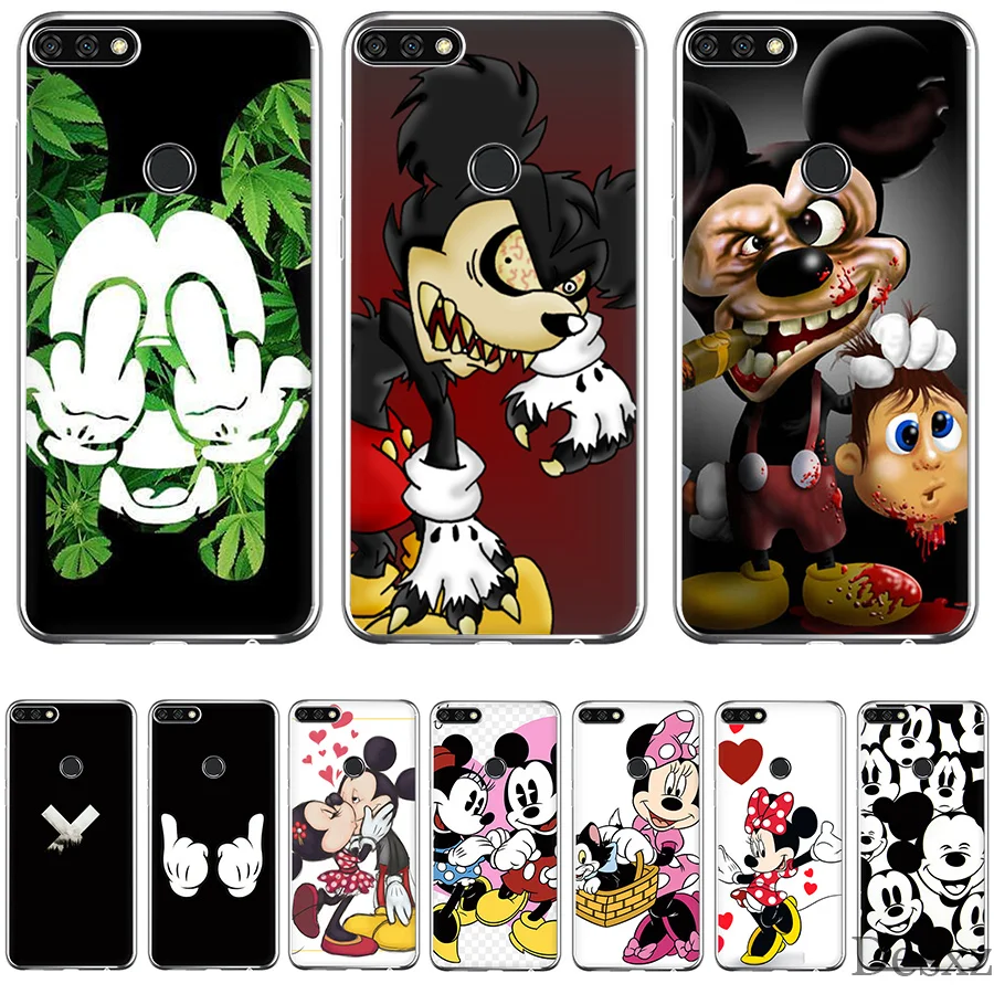 

Desxz dMickey Mouse Mickey Minnie Case Cover For Huawei Honor 6A 6C 7A Pro 7C 7X 8X 9 10 Lite Note 10 8C Play Shell Protection