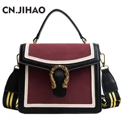 JI Хао зима Crossbody сумка для Дамские туфли из pu искусственной кожи один сумка женская сумка панелями лоскут женщина сумка