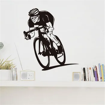 

Cyclists Ride His Bike Vinyl Wall Sticker Interesting Cycle Competition Art Decals Home Decor For Living Room
