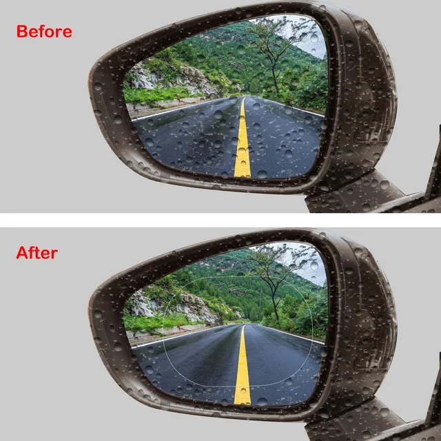 2PCS/Set Anti Fog Car Mirror Window Clear Film Anti-glare Car Rearview Mirror Protective Film Waterproof Rainproof Car Sticker -