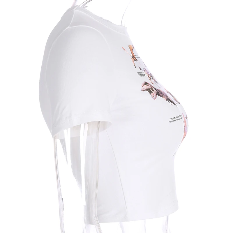 Sweetown الأبيض إمرأة بلايز الديناصور الحيوان طباعة الجرافيك تيز المرأة قصيرة الأكمام س الرقبة محبوك الصيف 2019 رواج التي شيرت Sweetown الأبيض إمرأة بلايز الديناصور الحيوان طباعة الجرافيك تيز المرأة قصيرة الأكمام س الرقبة محبوك الصيف 2019 رواج التي شيرت