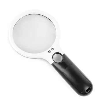 

Dual Lens Handheld Lighted Reading Magnifier Illuminating Loupe 2.5X 45X Handle Magnifying Glass With LED Lights