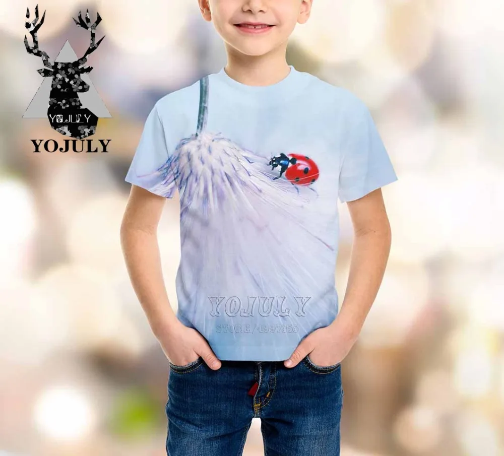 YOJULY насекомое Божья коровка harajuku детская одежда с 3d принтом для мальчиков и девочек детская футболка Лидер продаж, модные футболки Modis A345