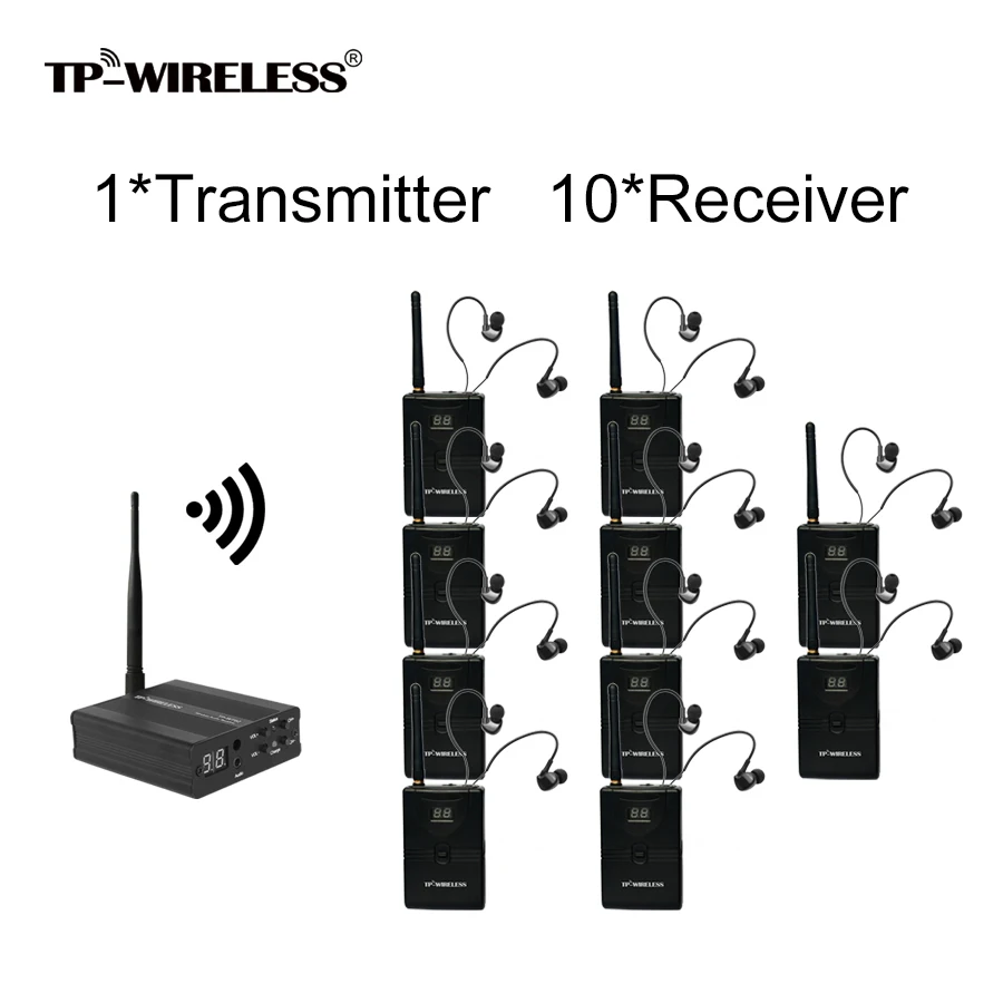 

TP-Wireless 2.4GHz Digital Wireless Stage Monitor System HDCD Professional Audio Transmission Effective 1Transmitter 10Receivers