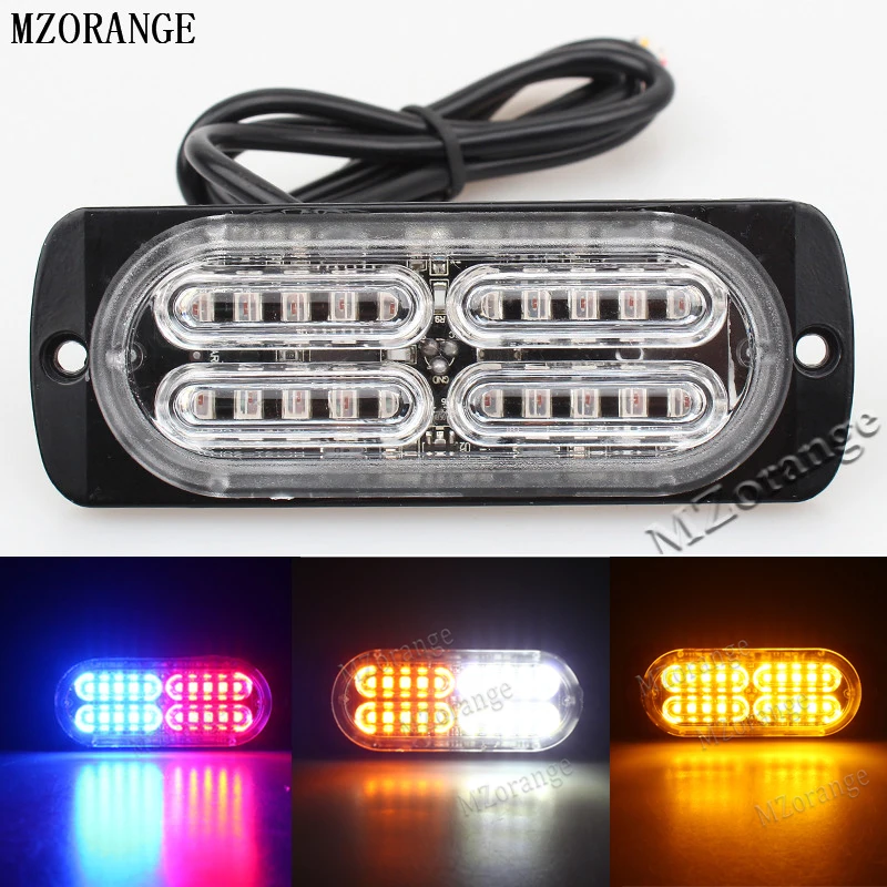 MZORANGE Ultra Thin High Power Waterproof 12V 24V 20 LED Car Truck Emergency Side Strobe Warning
