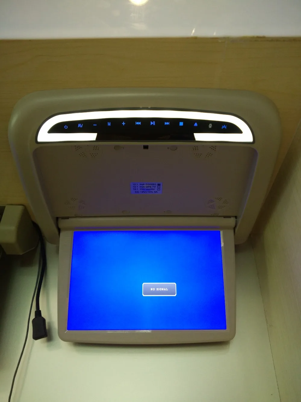 DV12V 12.1 بوصة سقف فليب lcd السيارات بمحركات سقف الخيالة حافلة مراقب مع ir hdmi الإدخال/sd/usb ميناء fm bus dvd لاعب