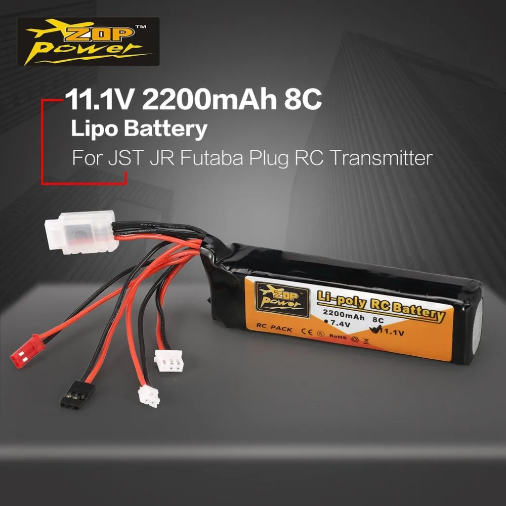 Новый ZOP Power 11 1 В 2200 мАч 3S 8C Lipo батарея JR JST FUBEBA вилка для батарейки передатчика на