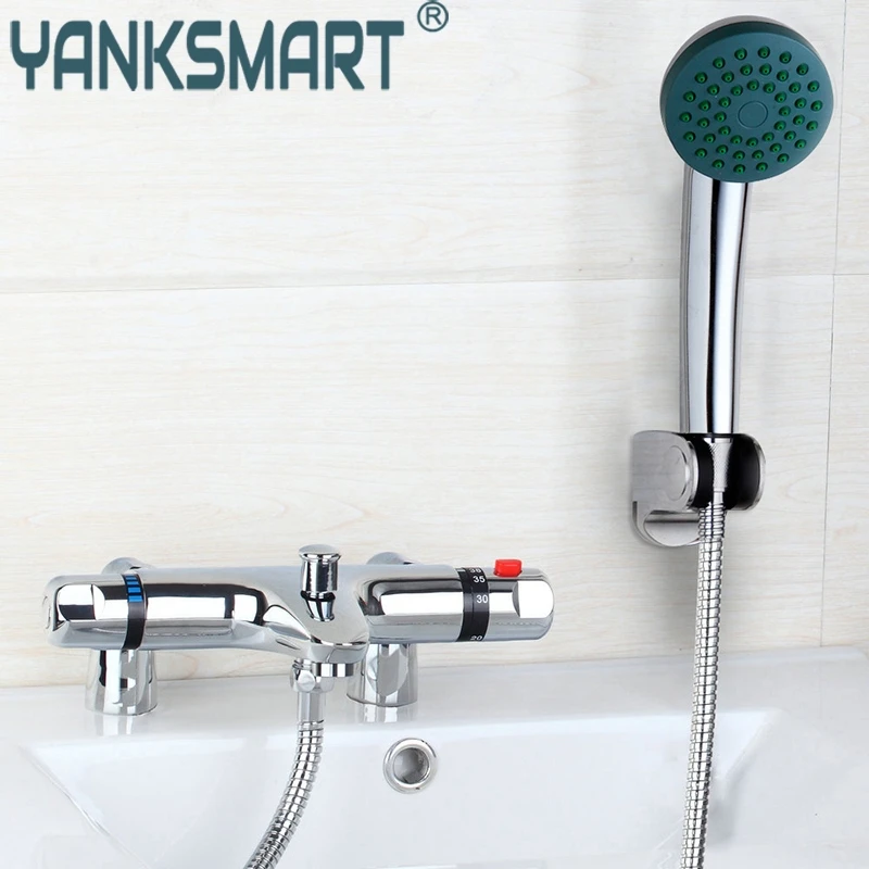 

Bathroom Torneira Thermostatic Modern Widespread Bathroom Contemporary Bathtub Roman Filler Faucet with Hand Shower Set