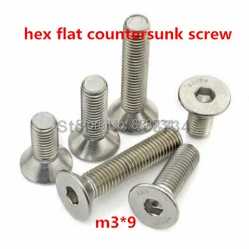

200pcs m3*9 a2 70 ss 304 stainless steel hex flat countersunk cap screw m3