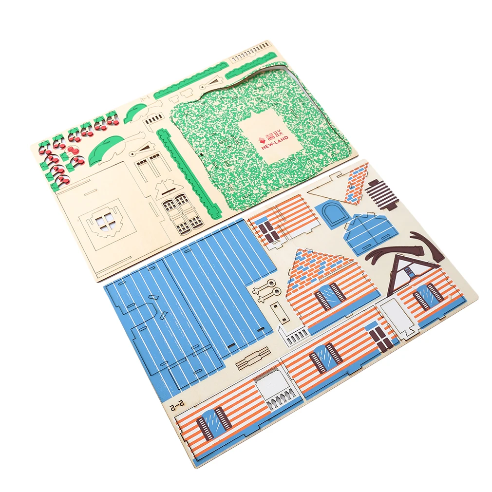 Kids Wooden 3D DIY Houses Jigsaw Children Castle Construction Pattern Puzzle Toys Baby Assembling Hand Work Educativo Brinqued