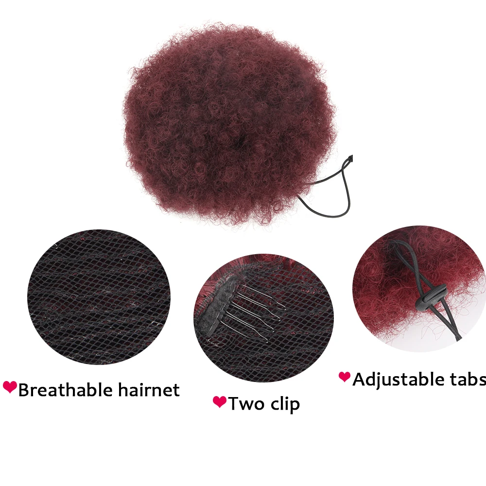 Pageup Synthetic Curly Hair Ponytail African American Short Afro Kinky Curly Wrap Drawstring Brown Puff Ponytail chignons Pageup Synthetic Curly Hair Ponytail African American Short Afro Kinky Curly Wrap Drawstring Brown Puff Ponytail chignons