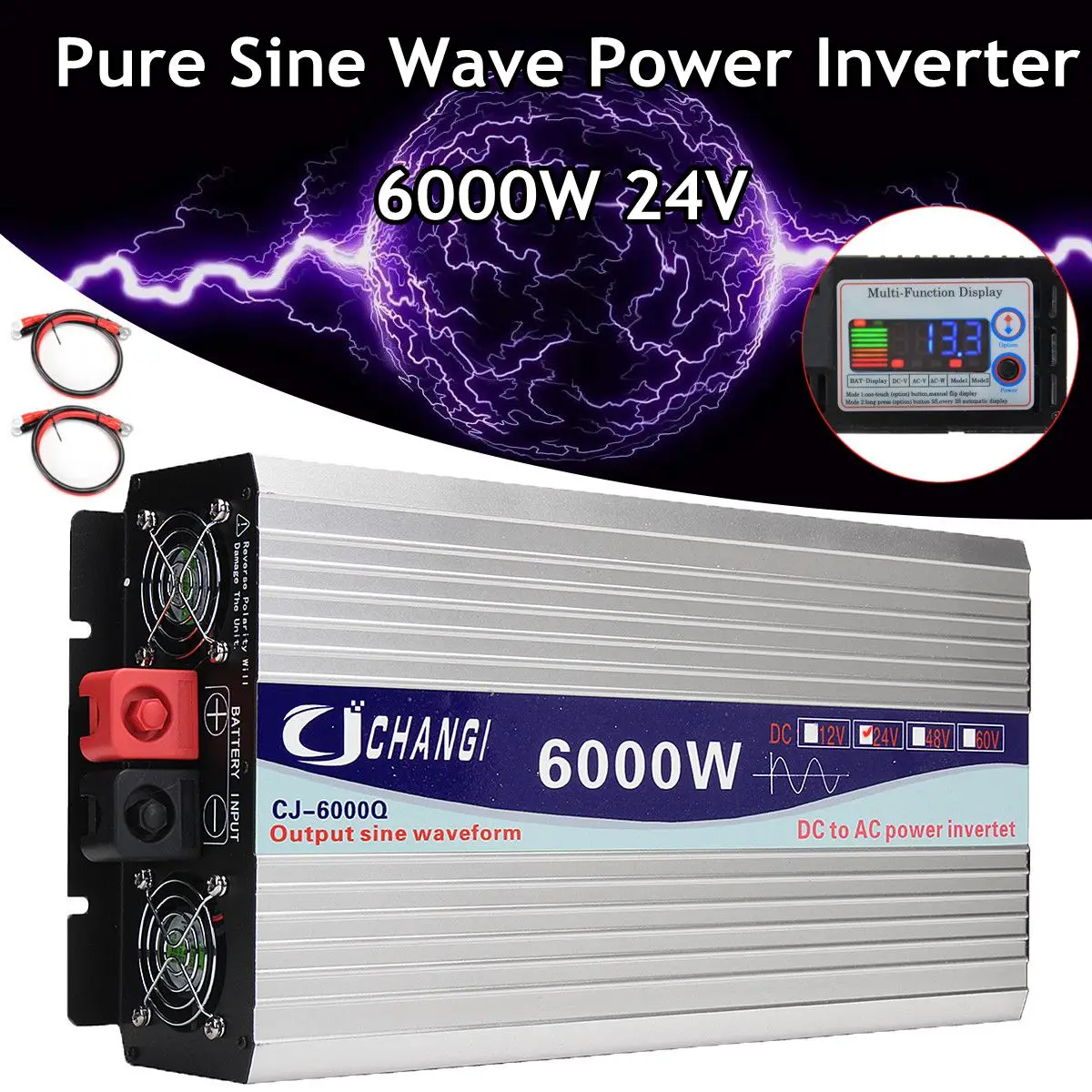 Intelligent Screen Pure Sine Wave Power Inverter 12V//24V To 220V 3000W//4000W//...