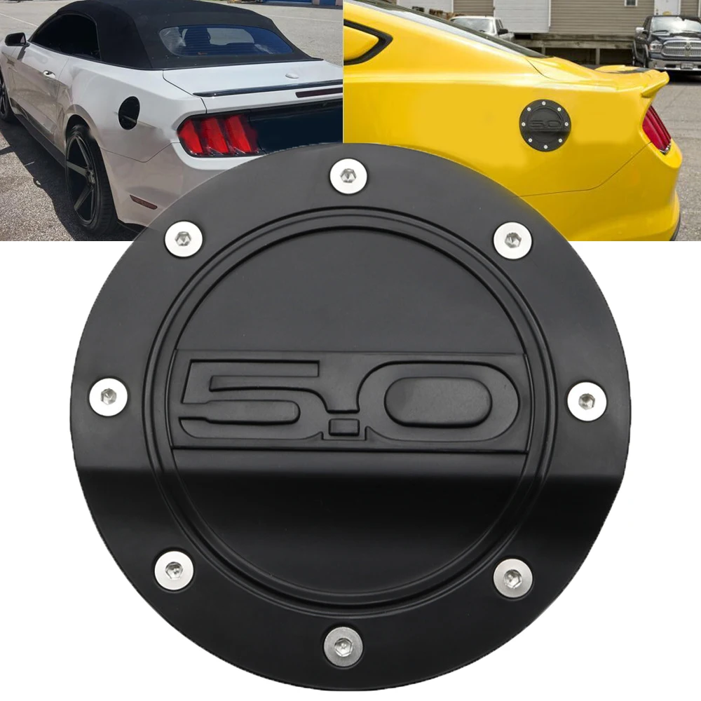 

New 2015-2019 For Ford Mustang GT 5.0 Matte Black Embossed Gas Fuel Door Comp Series