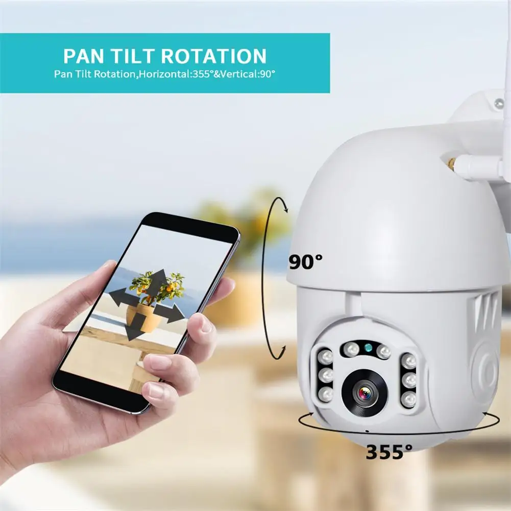 Купольная камера видеонаблюдения HD 1080P Wi Fi PTZ IP беспроводная скоростная
