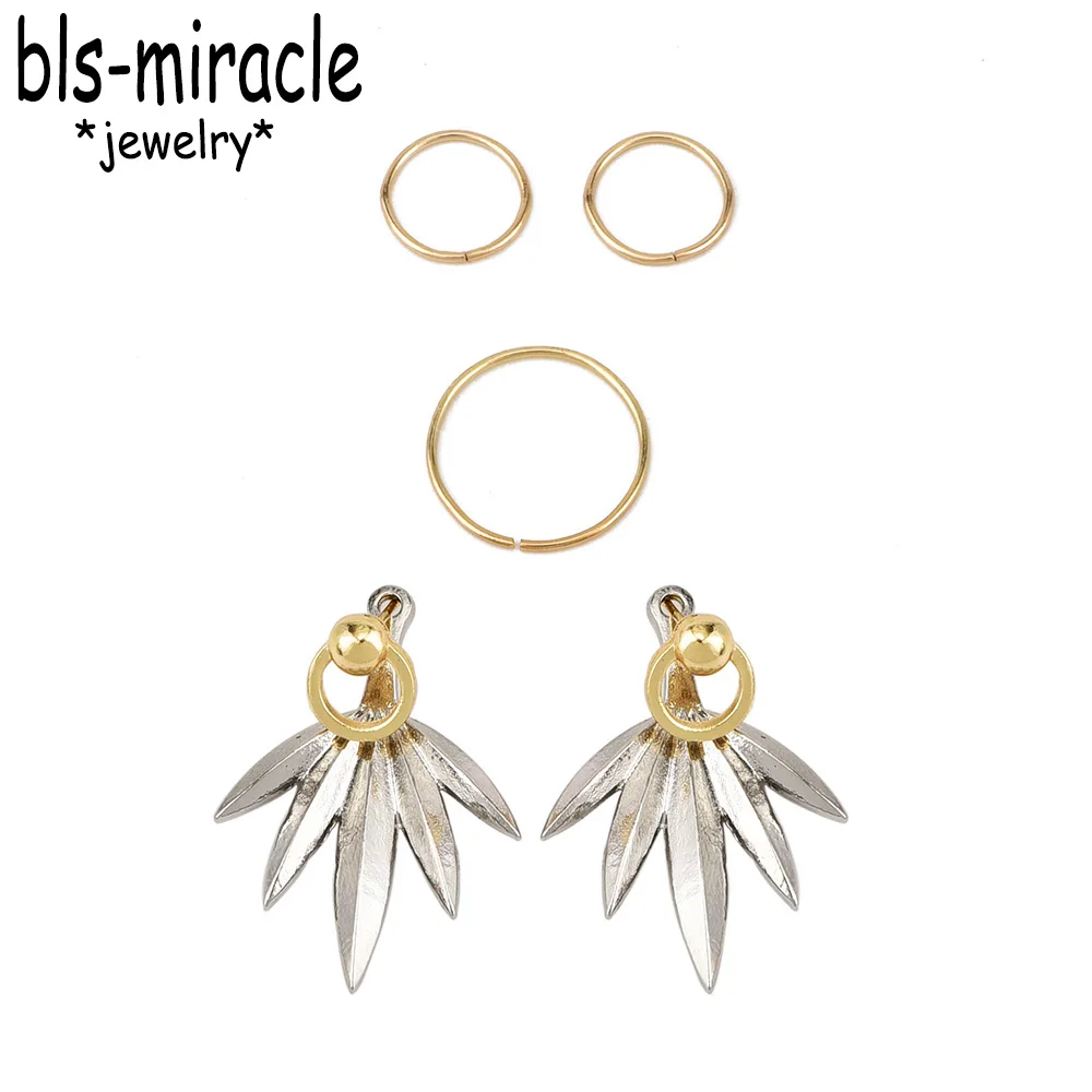 Bls-miracle 5pieces Fashion Street Style New Women's Personality Back Insert Geometric Stud Earrings Set Girls Gifts | Украшения и