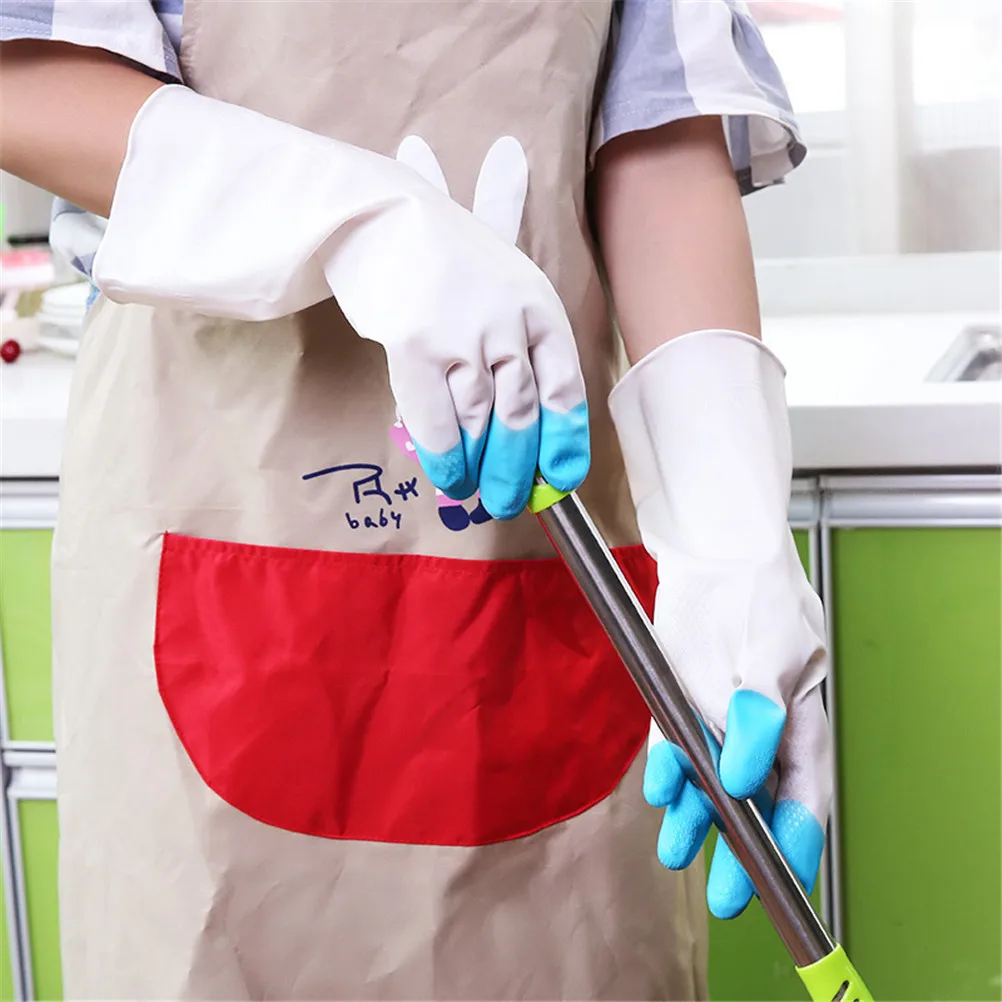 Long Sleeve latex Kitchen Wash Dishes Dishwashing Gloves House Cleaning