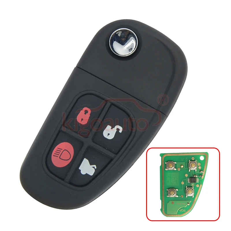 Kigoauto XJ8 4 Button 434Mhz FO21 Blade Remote Key For Jaguar NHVWB1U241 Flip Key