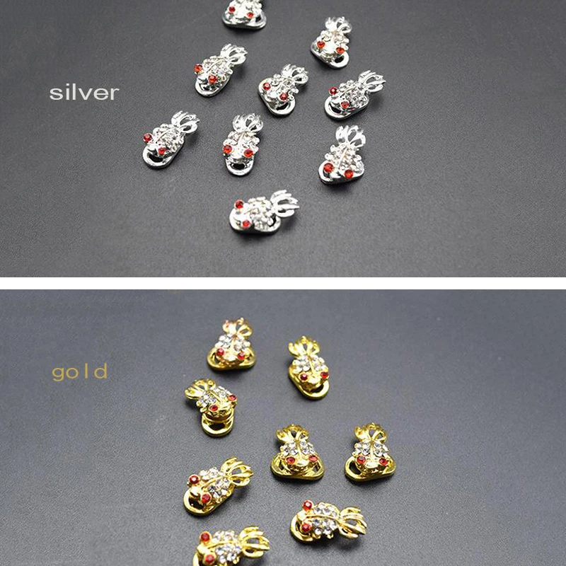 

Silver/Gold 3D Fish Shape Spinning Crystal Rotate Bring Luck Beads DIY 10pcs Spinning Rotating Nail Decoration