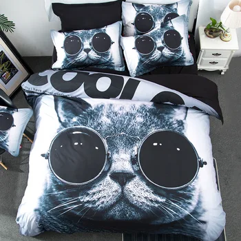 

CAT bedding Sets 3pcs soft Good quality Children black bedclothes duvet cover quilt cover pillow cases Home textiles export
