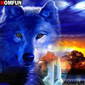 

HOMFUN Full Square/Round Drill 5D DIY Diamond Painting "Animal wolf" 3D Embroidery Cross Stitch 5D Decor Gift A18296