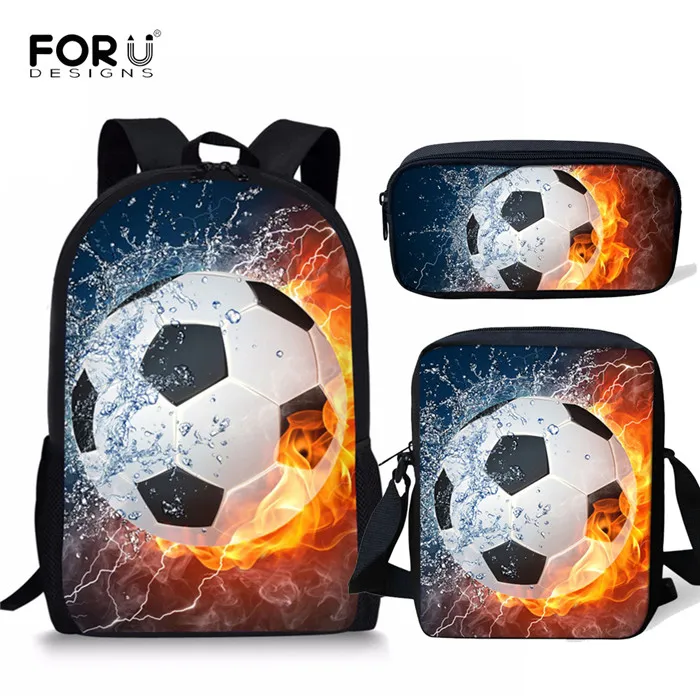 FORUDESIGNS/детей школьные ранцы для мальчиков 3D Льда и Огня Soccerly/Ножной Мяч Узор ортопедический Рюкзак Детские книжные сумки 3 шт./компл - Цвет: 6762CEK