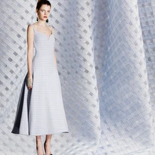 Перламутровый шелк 150 см ширина стереоскопический плед органза Небесно-Голубой летнее платье материалы для одежды Сделай Сам Одежда Ткань