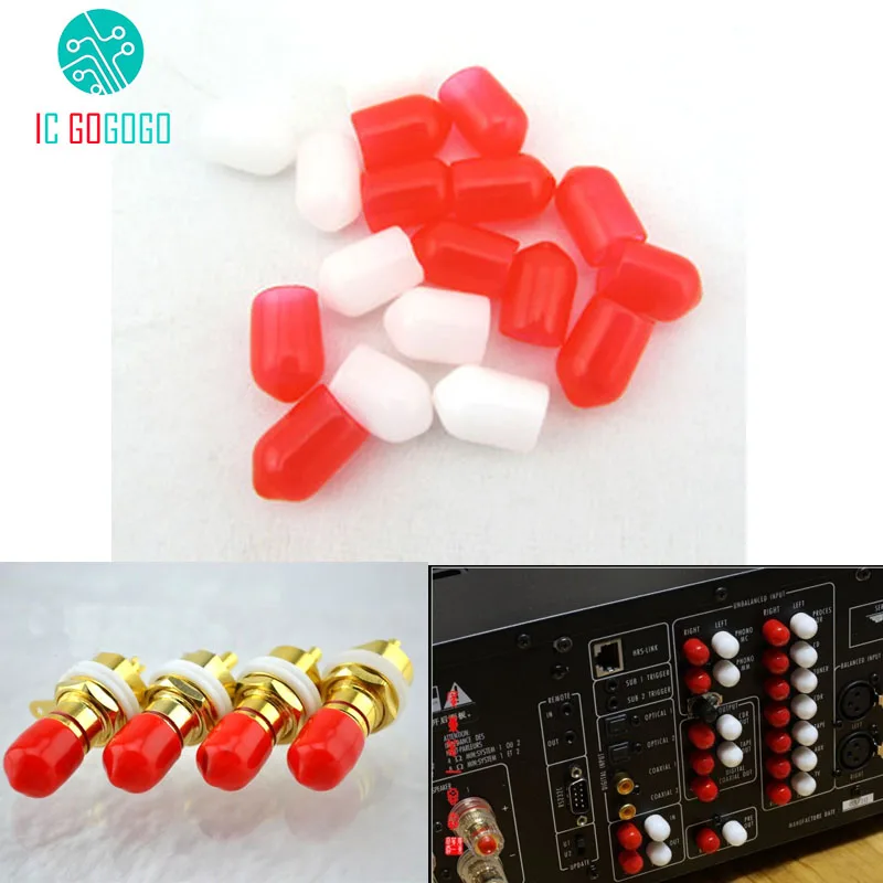 

200pcs Protect Caps Hifi RCA Lotus Audio AV Signal Socket Anti-dust Protective Cap Hat anti-oxidation Rubber Cover Sets Jacket