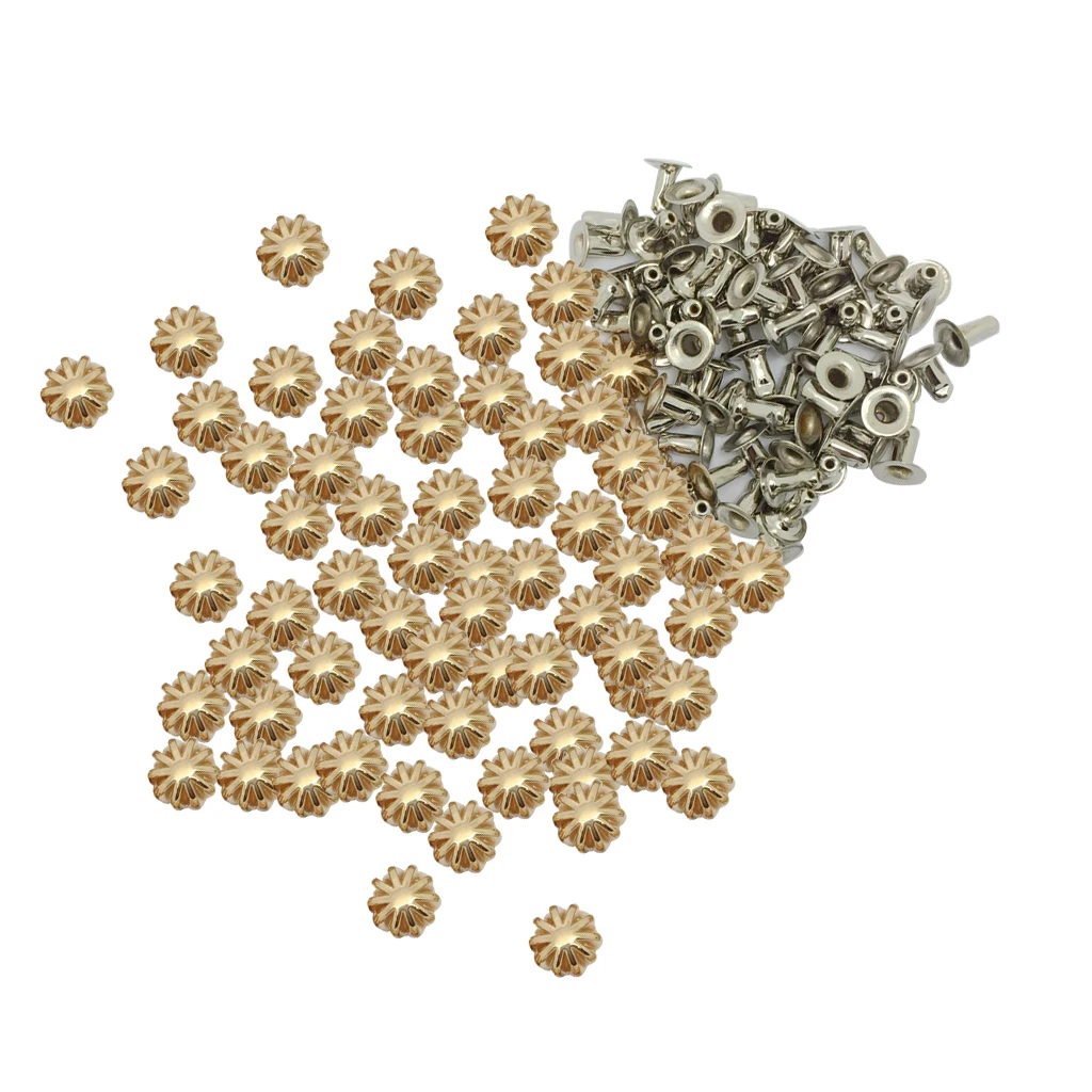 50 Set 9mm Pumpkin Single Cap Rivet Stud Collision Nail Metal Spike Rock Leathercraft Shoe Bag Belt Garment Bracelet Accessories