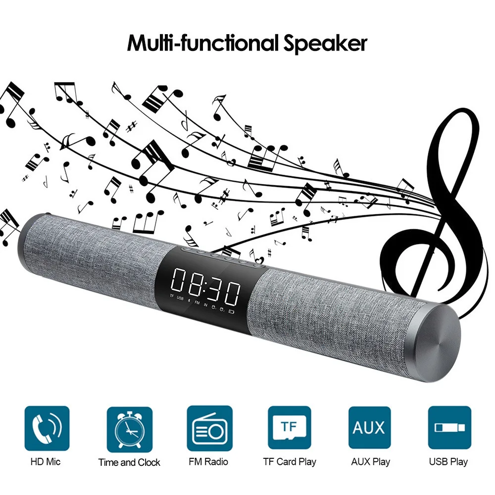 

Smalody Portable Bluetooth Speaker Radio& alarm clock function built-in lithium battery support TF card with led screen