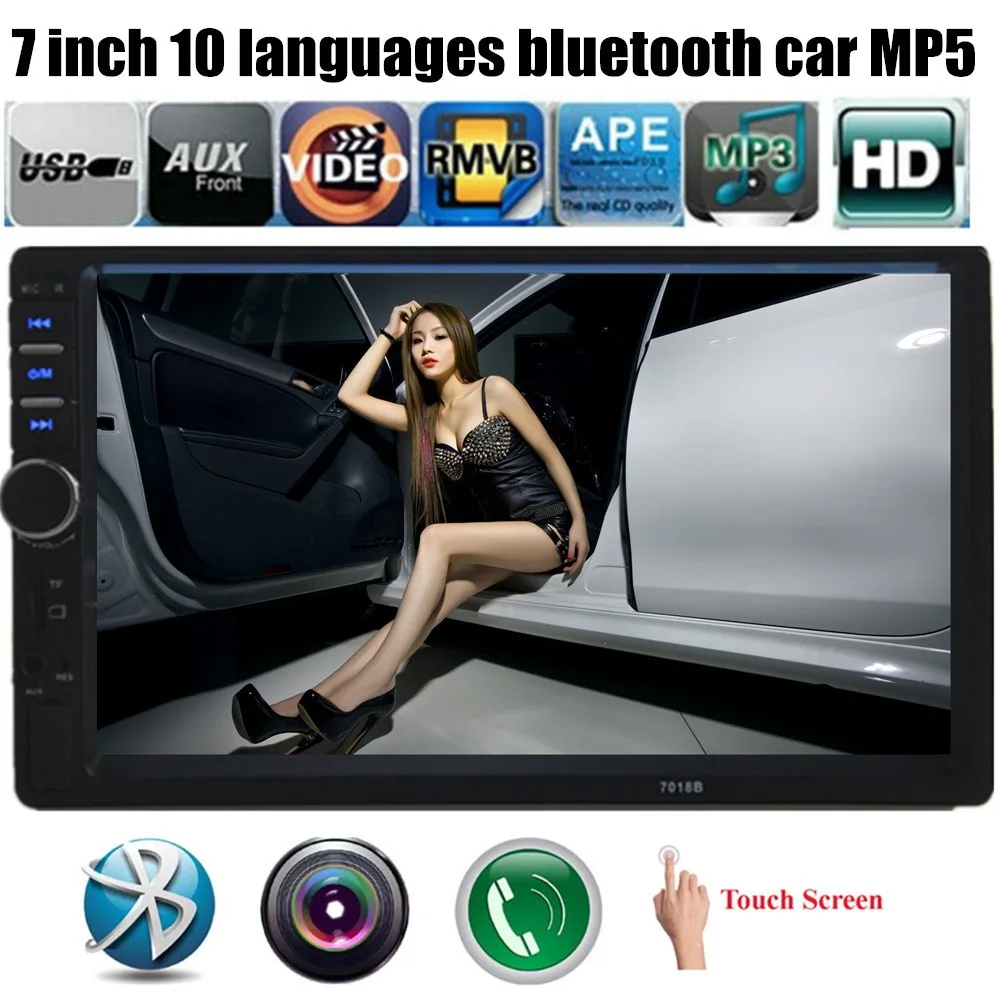 new arrival 2 Din multi-language Car Radio MP5 MP4 Player 7'' inch Bluetooth  HD Touch Screen Stereo Audio/Video/USB TF Auxin FM