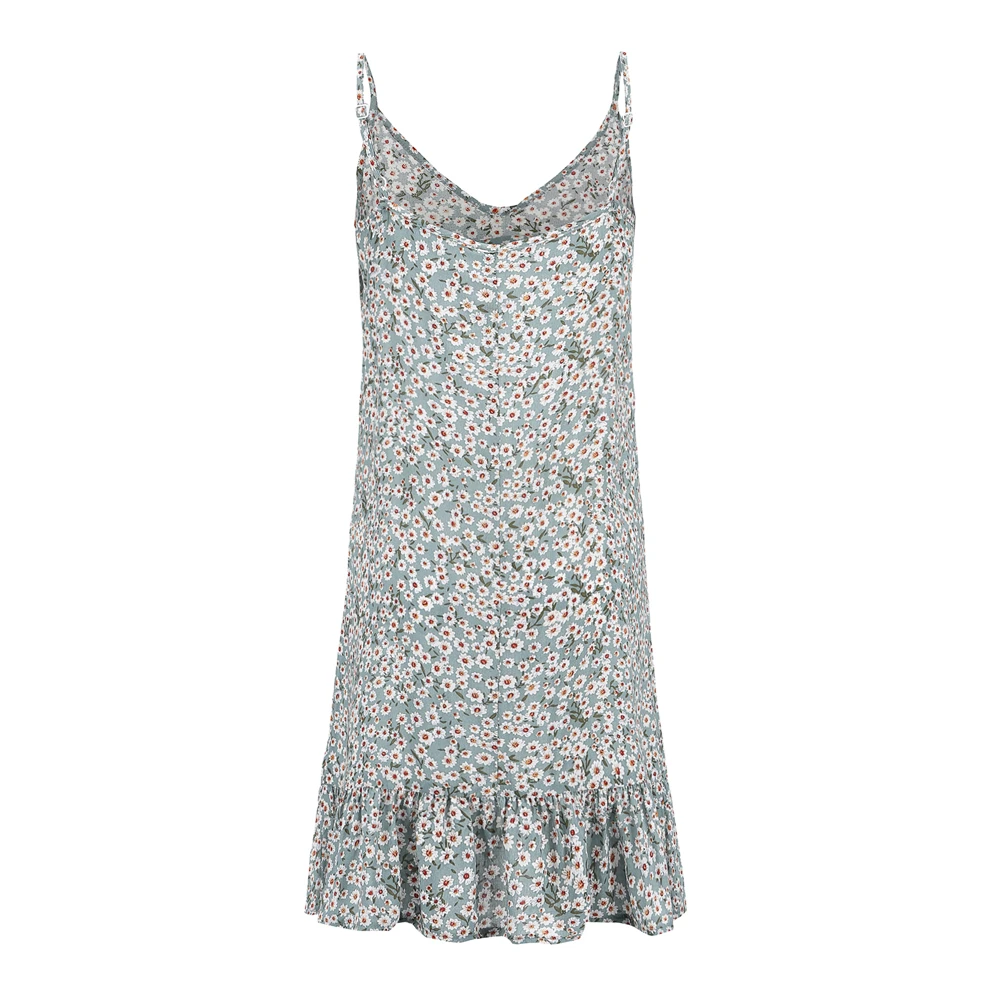 Louyebouho 2019 Women Sexy Spaghetti Strap Mini Dress Summer Casual Floral Print V Neck Dresses Boho Beachwear Sundress Vestidos