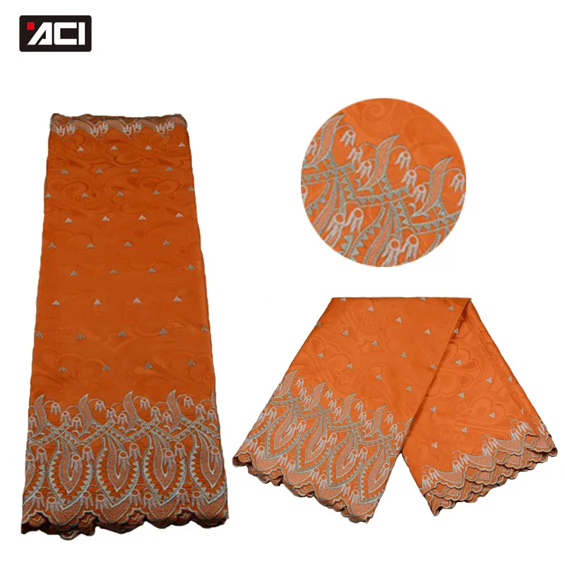 

ACI Soft Embroidery Brocade Bazin Riche African Lace Jacquard Fabric 5Yards/Bag Damask Shadda Nigeria Garment For Wedding Dress