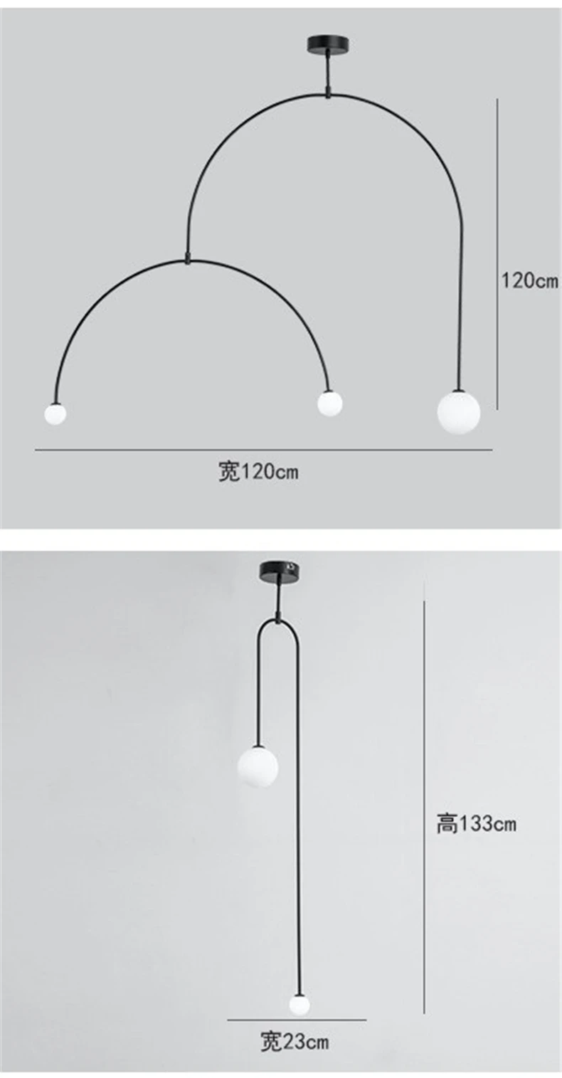 Lustre móvel, estilo nórdico, luminária em u,