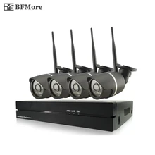 BFMore CCTV Системы 720 P 4ch Беспроводной NVR набор на открытом воздухе IR расстояние возможностью погружения на глубину до 30 м Открытый Камера камера с Wi-Fi безопасности Системы наблюдения