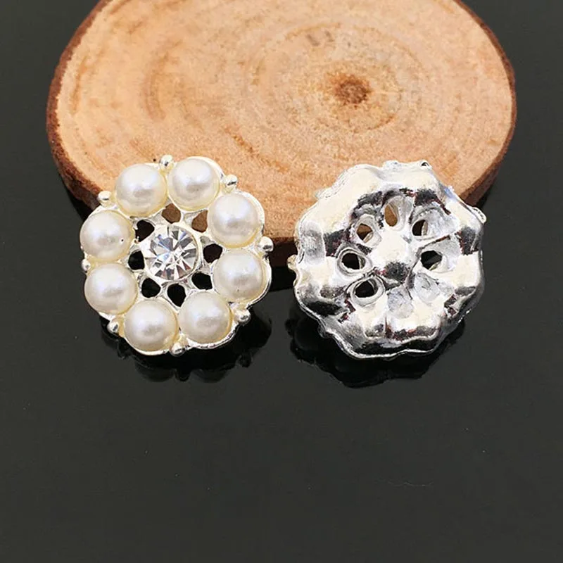 

2016New 100Pcs DIY Round Rhinestones Pearl Flatback Button for Children Headband Kids DIY Hair Accessories HZ75