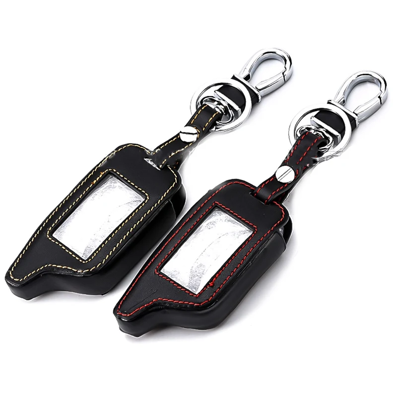 

3 Buttons Leather Car-Styling Key Cover Case For Starline B9 Twage Two Way Car Alarm System Key Chains
