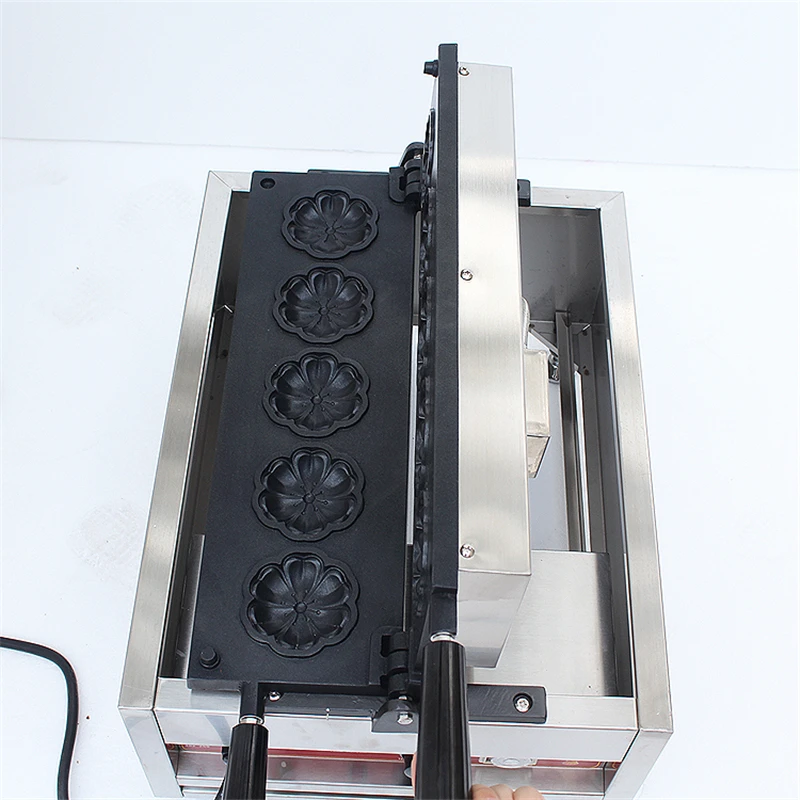 

110V 220V EU/AU/UK/US Commercial Electric Sakura-fired Waffle Machine High Quality Red Bean Pancake Iron Plate Machine