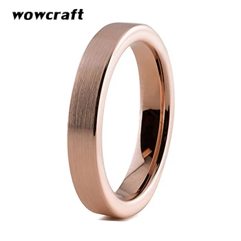 

4mm Rose Gold Womens Tungsten Rings Wedding Band for Women Pip Cut Simple Style Matte Finish/Polished Shiny Comfort Fit