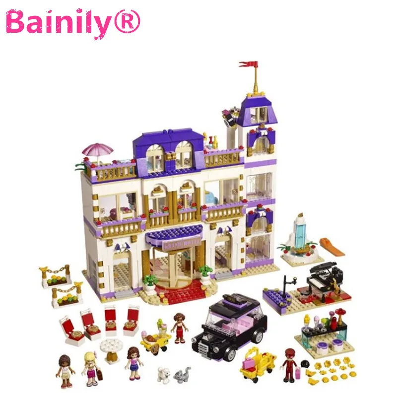 

[Bainily] 1585pcs Girl Series Heart Lake City Hotel Girl Friends Building Blocks Figures Bricks Toys For Girls Gift