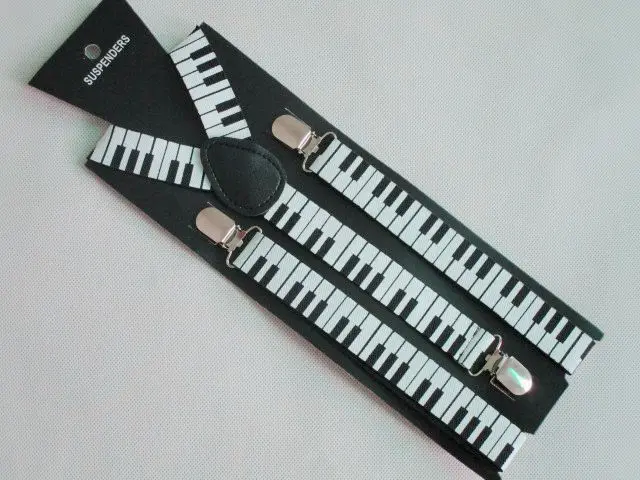 

Free Shipping 2019 New Styles Fashion 2.5cm Wide Piano Printed Elastic Suspenders For Women/Mens