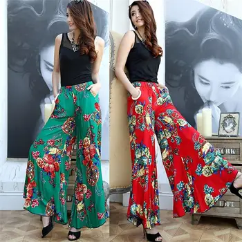 

women's new summer casual wide leg pants loose large pants pants thin section ladies slim trousersWomen'sprint wide-leg pants