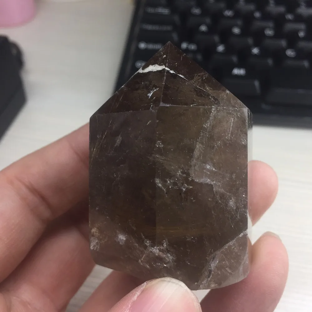 ZH23 96 г натуральный дымчатый Rutilated Кварцевый Кристалл исцеляющая точка палочка