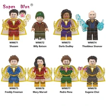 Один супер герои фильм Shazam Freddy Freeman черный Adam Marvel Мстители 4 Endgame Железный человек MK50 строительные блоки детские игрушки